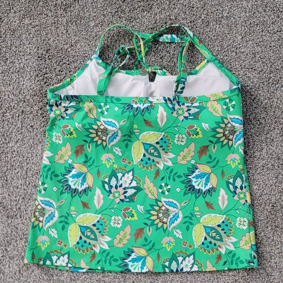Lands End Green Print Tanktini Size 12 Runs small probably closer to a 10 - Picture 2 of 8